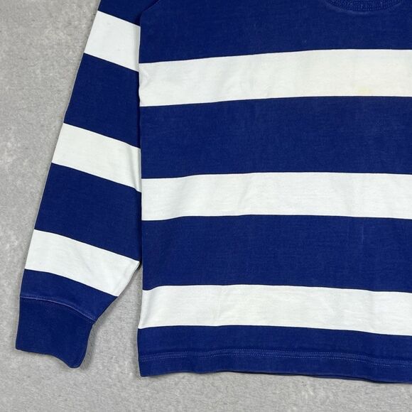 Polo Ralph Lauren Rugby Shirt Men's Medium White/ Blue Striped Long Sleeve RARE - Picture 4 of 12